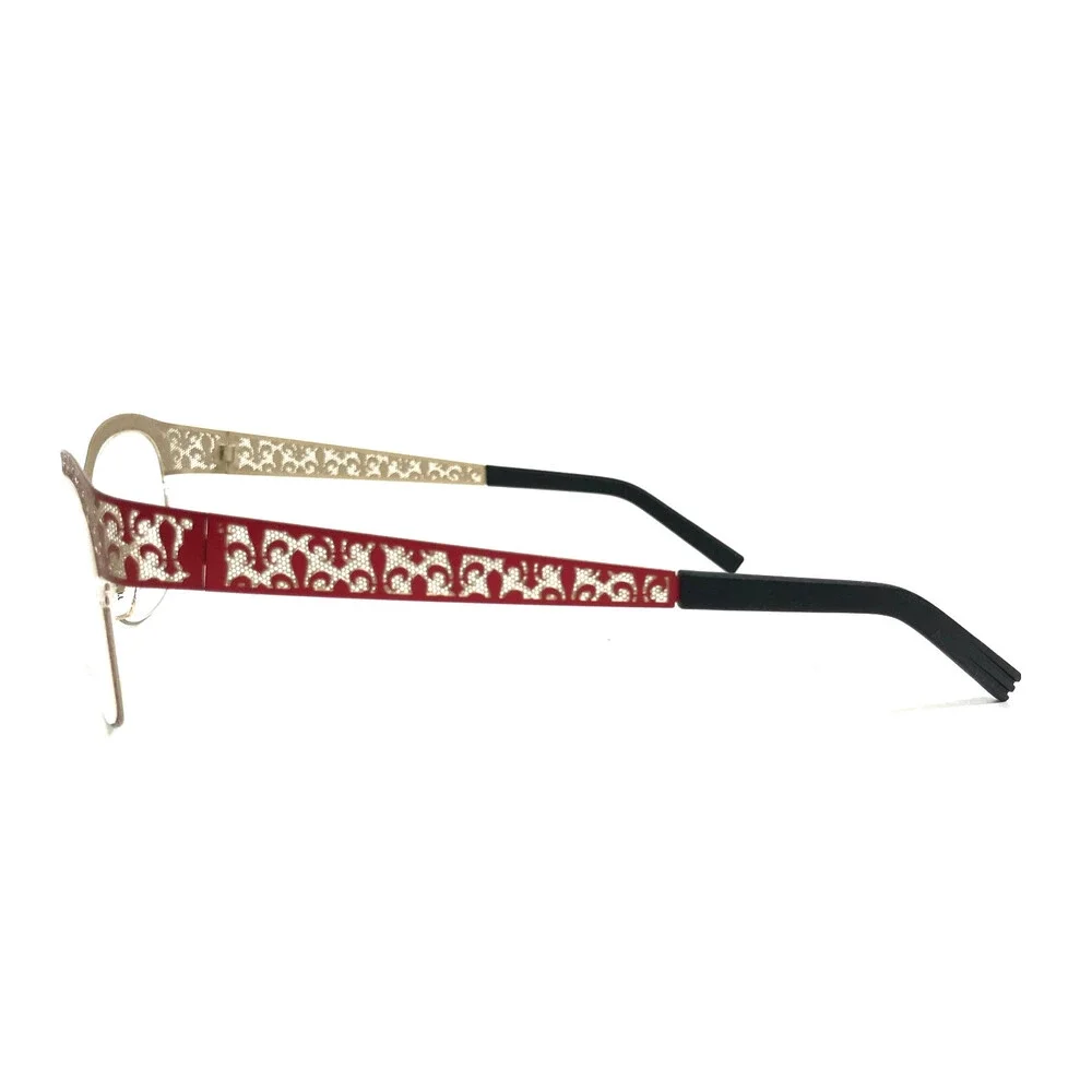 J.F. Rey Eyeglasses Frames JF2559 3030 Red Gold Cat Eye Fleur De Lis 53-16-132